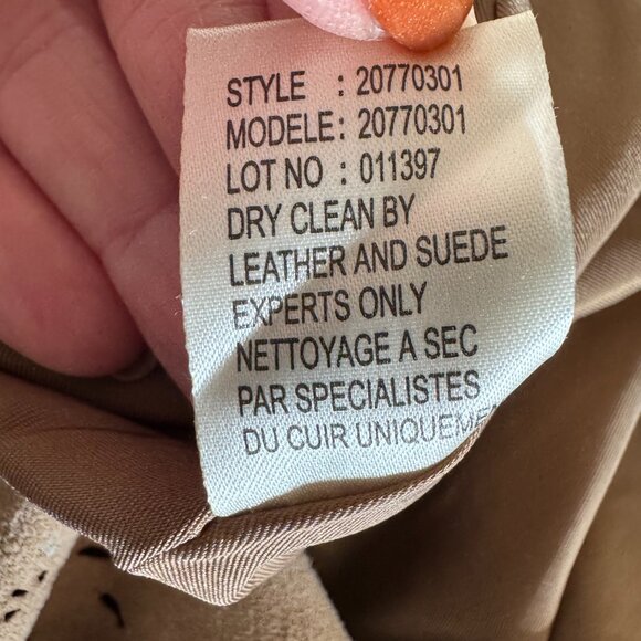 Theory tan suede lined western, boho laser cut skirt size 12 - Picture 9 of 9